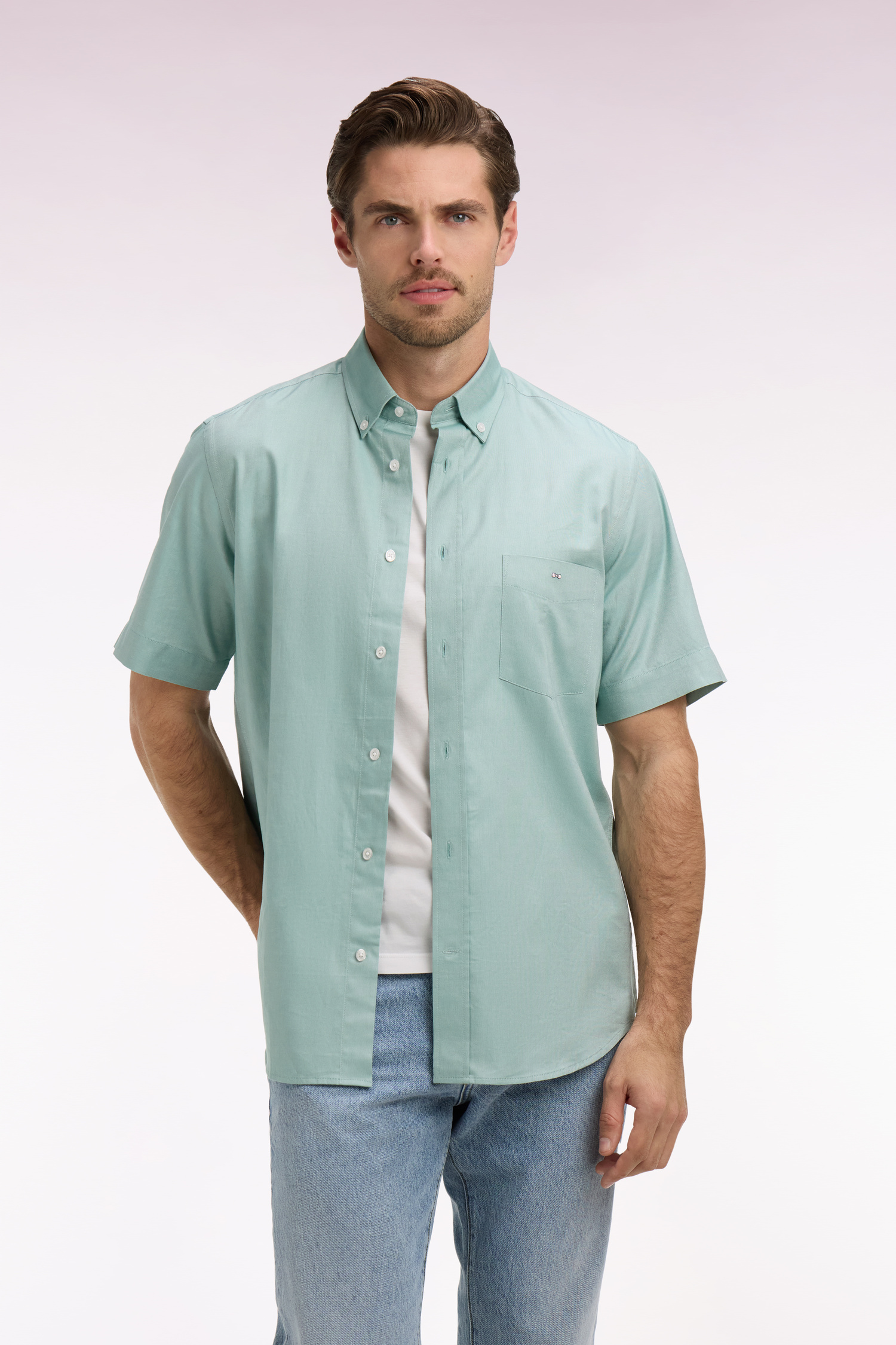EDEN PARK - YARN-DYED COTTON SHORT SLEEVED SHIRT - Image 1