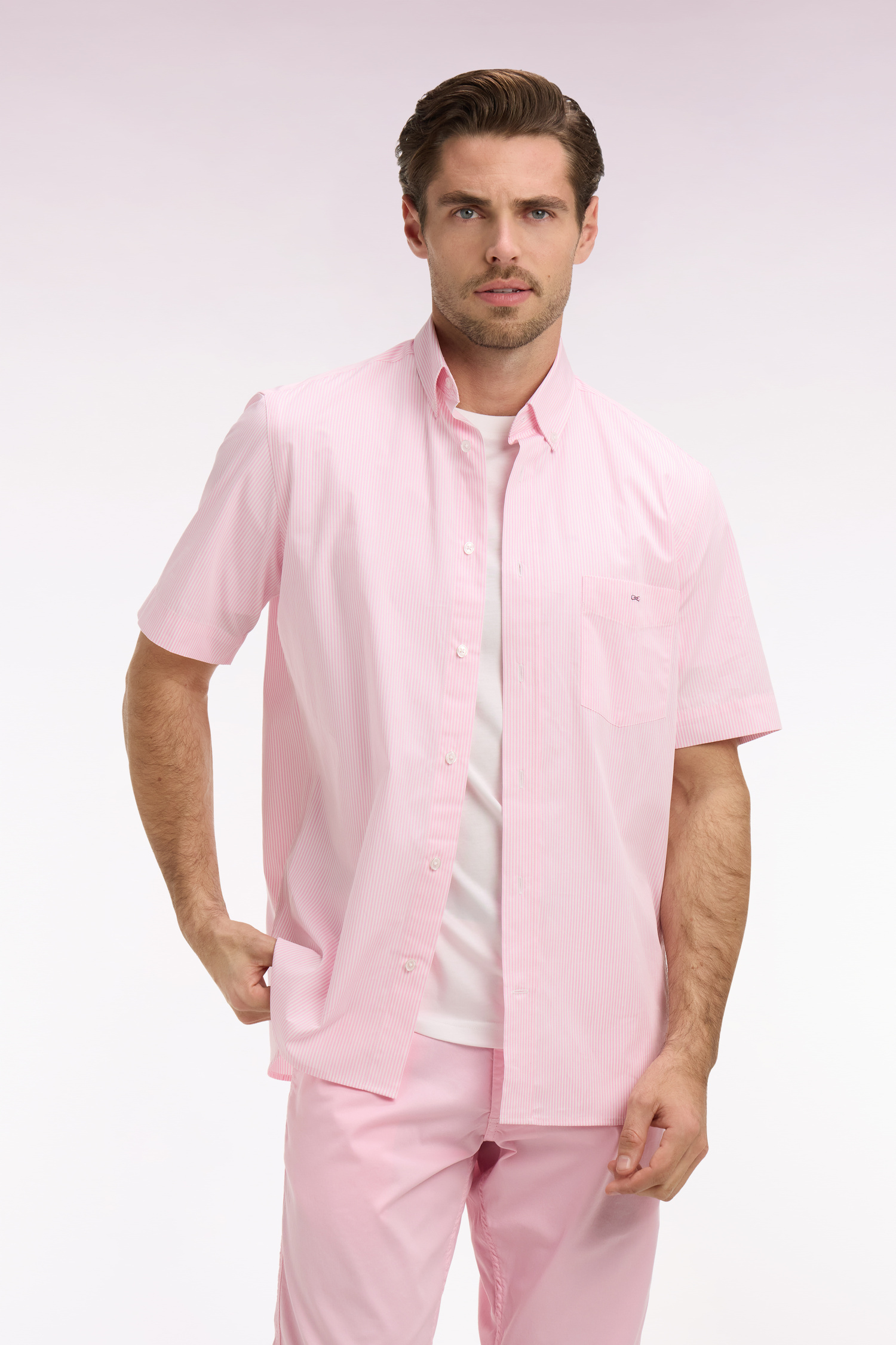 EDEN PARK - NARROW STRIPED COTTON SHORT SLEEVED SHIRT - Image 1