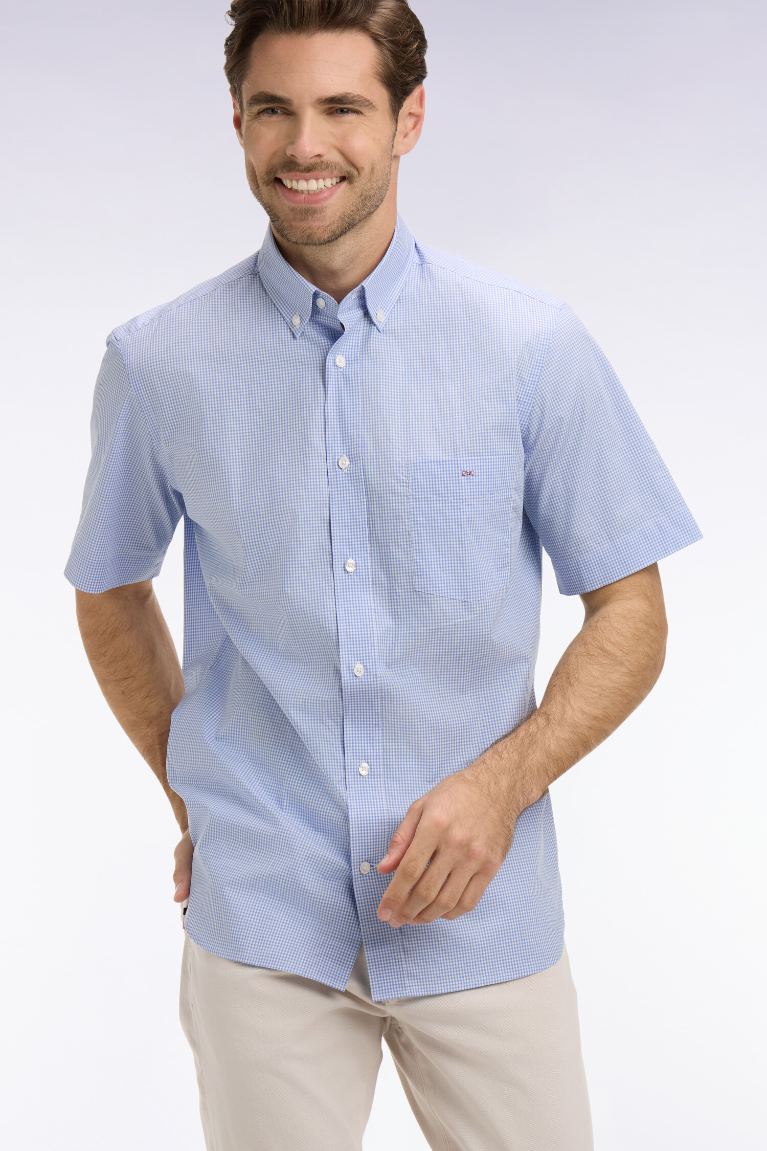 EDEN PARK - MICRO CHECK COTTON SHORT SLEEVED SHIRT - Image 2