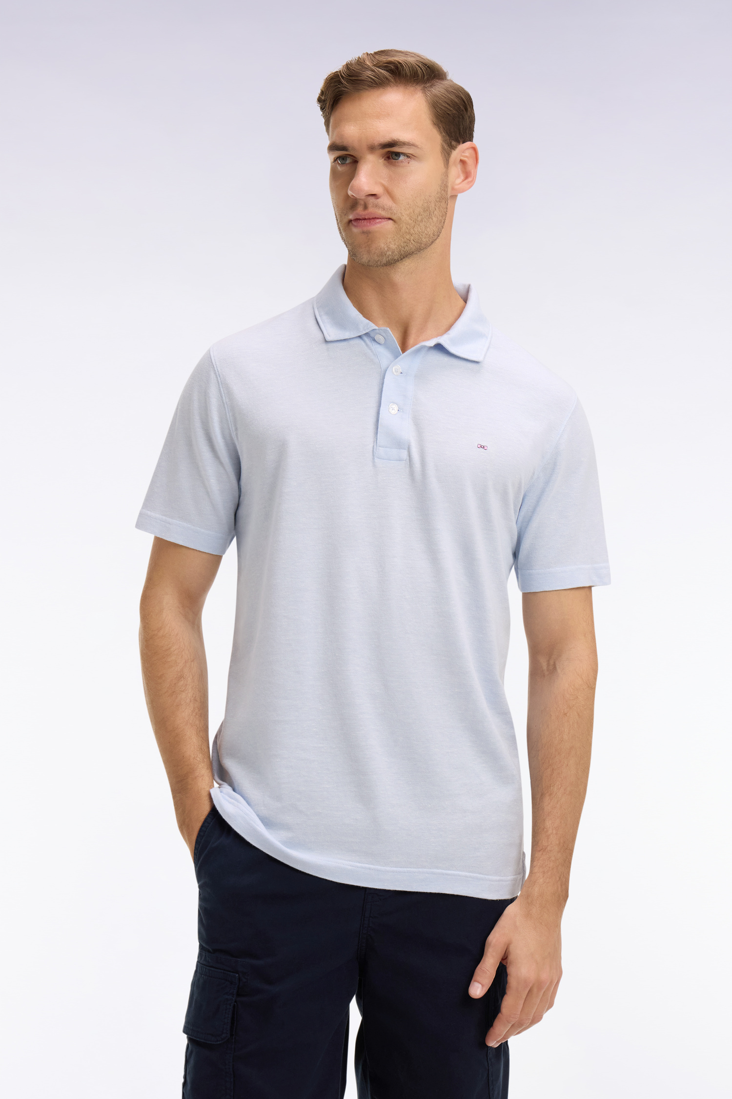 EDEN PARK - COTTON - LINEN OXFORD POLO SHIRT - Image 1