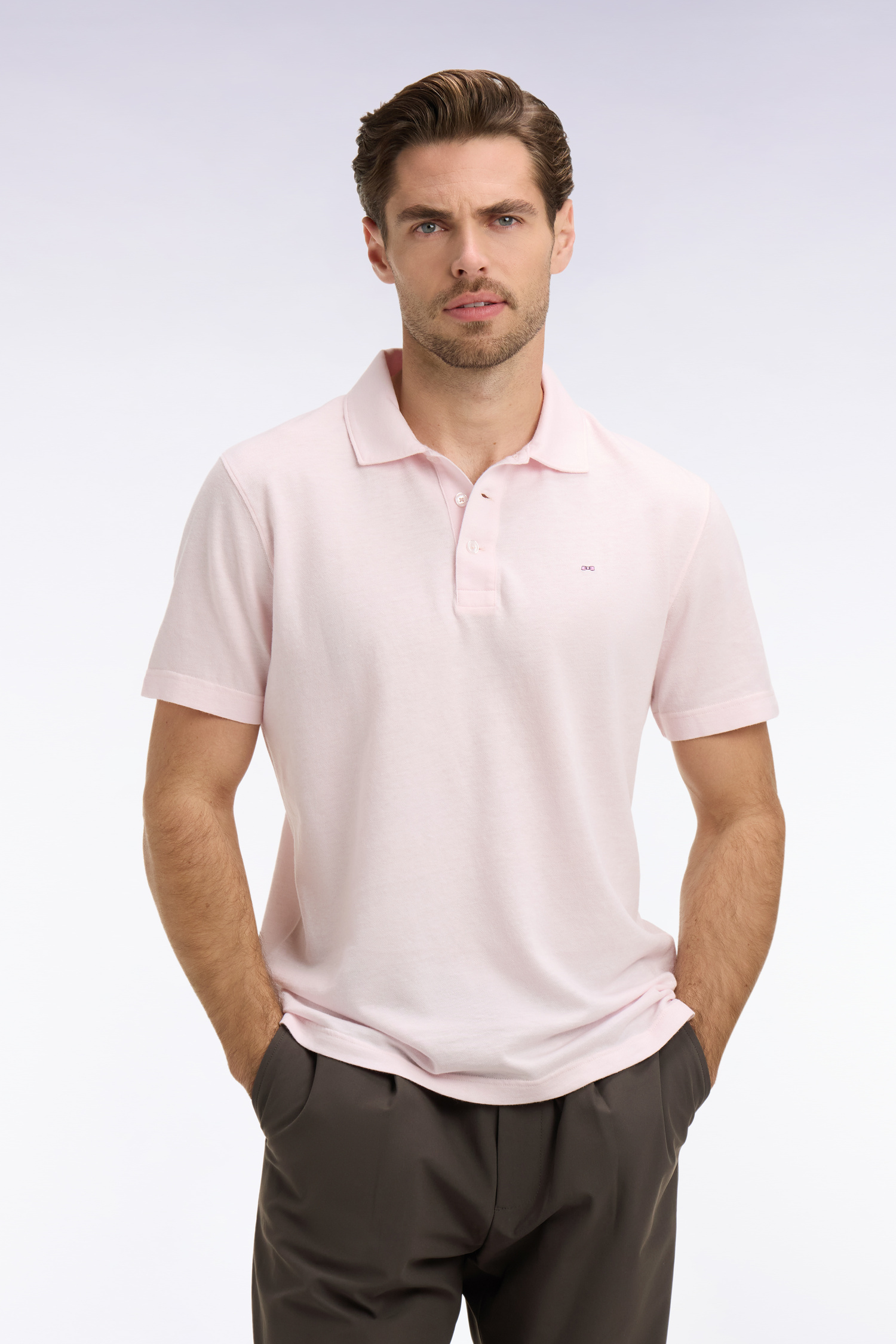 EDEN PARK - COTTON - LINEN OXFORD POLO SHIRT - Image 4