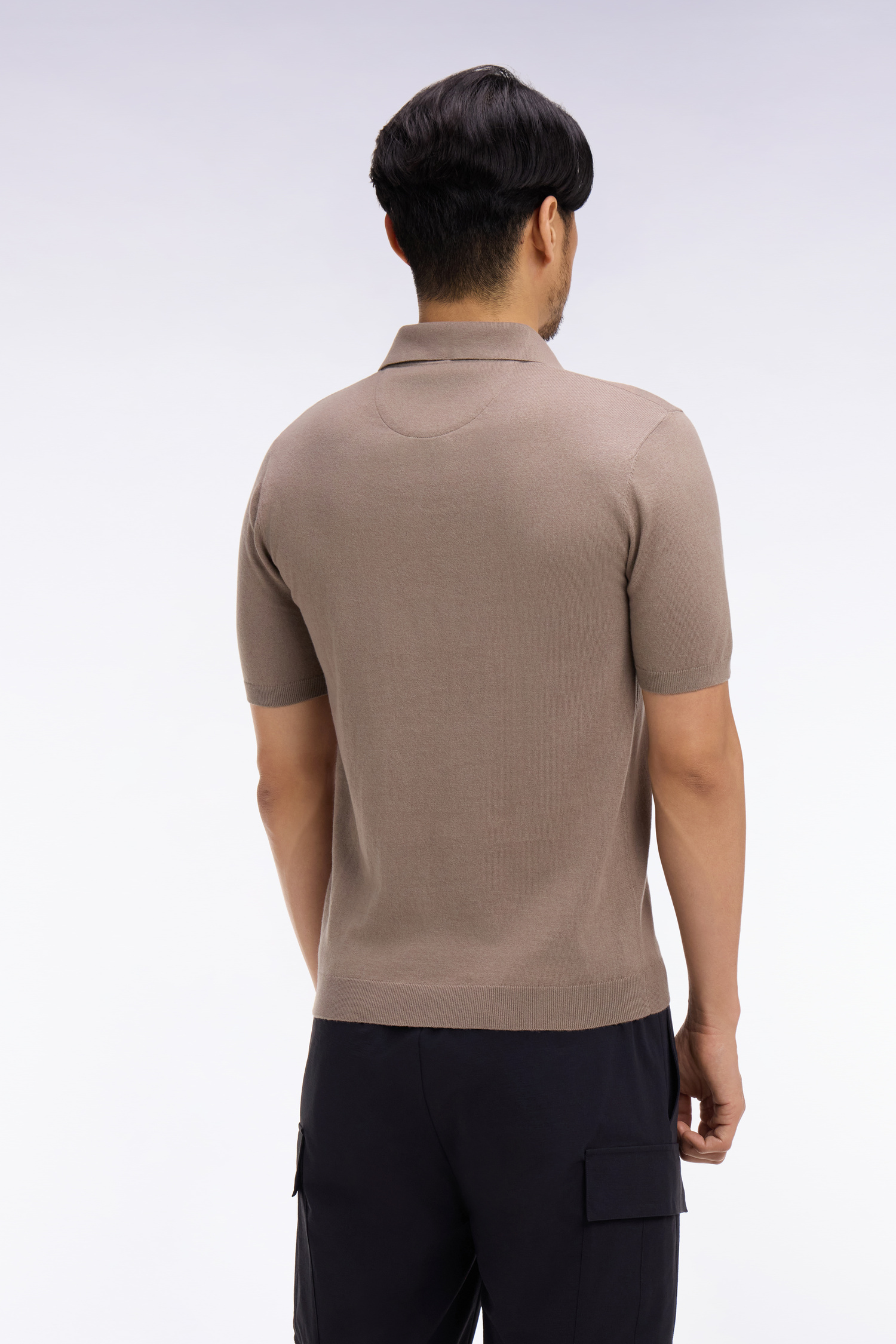EDEN PARK - COTTON & SILK BLEND KNIT POLO SHIRT - Image 4