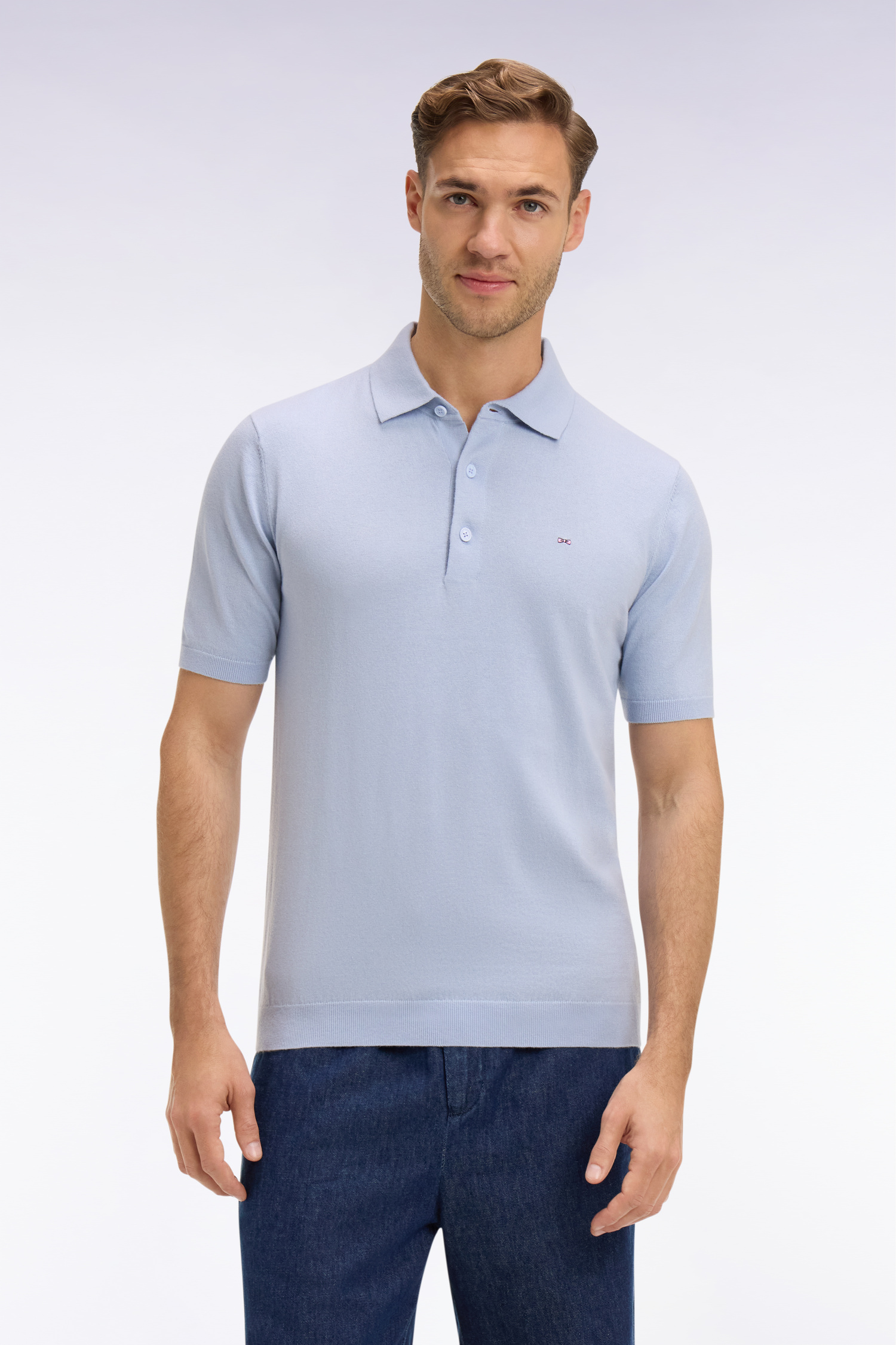 EDEN PARK - COTTON & SILK BLEND KNIT POLO SHIRT - Image 8