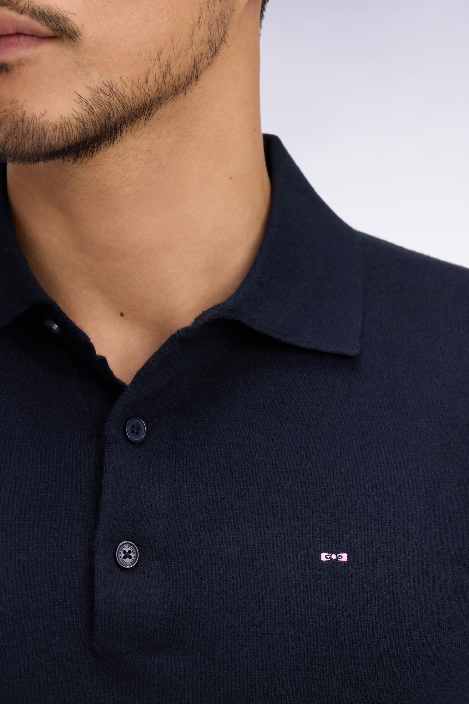 EDEN PARK - COTTON & SILK BLEND KNIT POLO SHIRT - Image 6