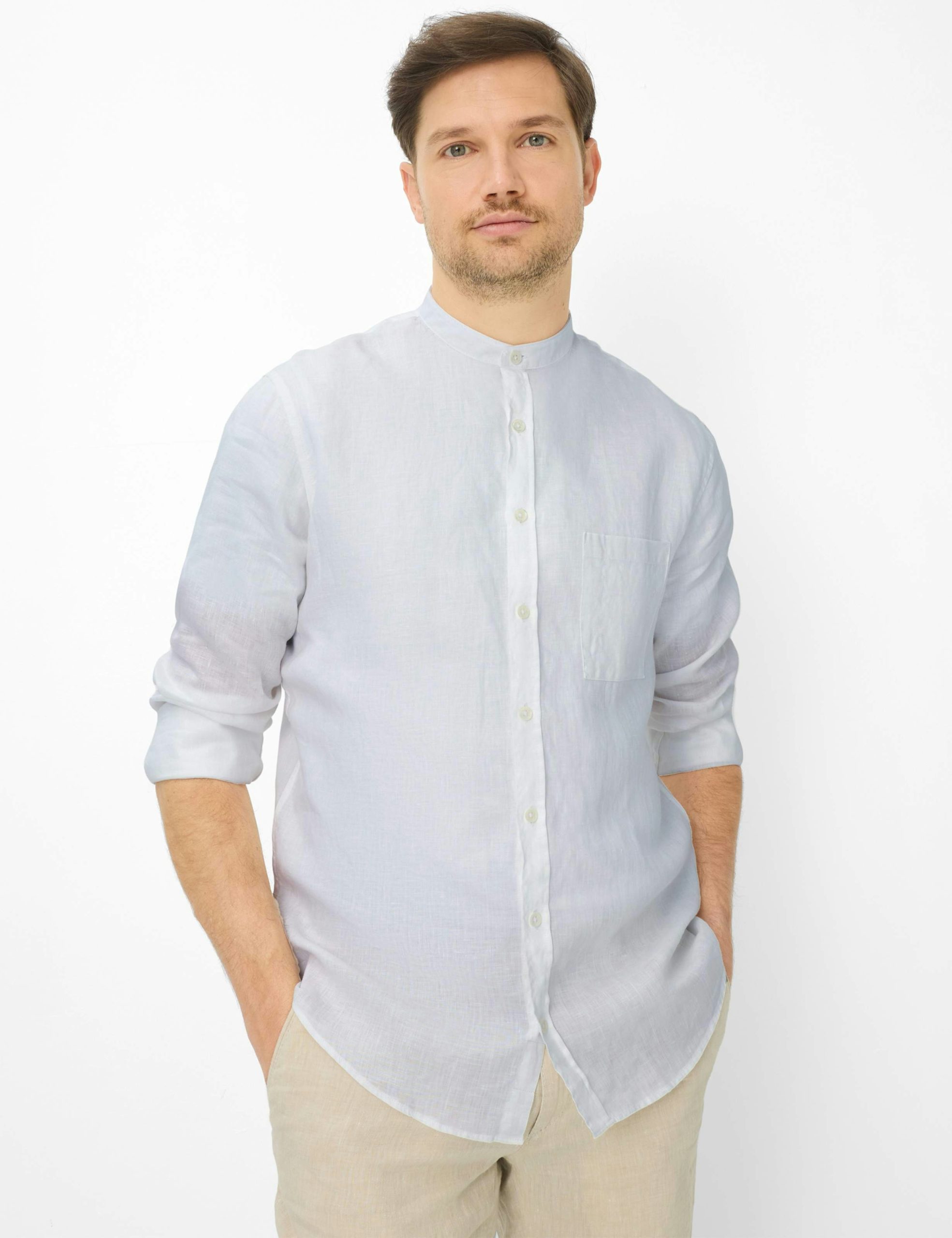 BRAX – LINEN SHIRT WITH RAISED COLLAR - Image 1